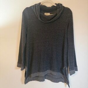 Maeve‎ by Anthropologie Charcoal Boho Textured Cozy Cowl Neck Tunic Sweater MP